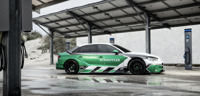 Schaeffler has developed a concept car that demonstrates how the technologies it has developed for the Formula E electric racing series can be applied to the volume production road car of the future. Named the 'Schaeffler 4ePerformance'